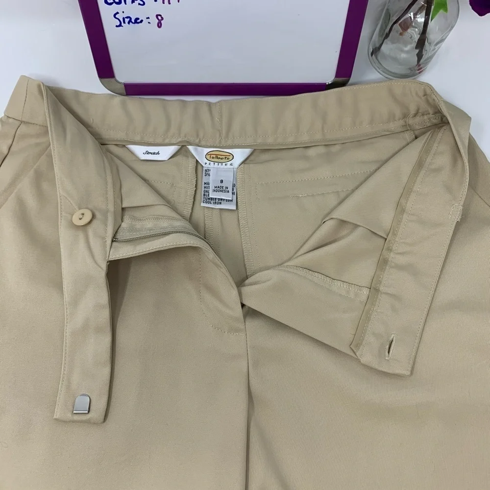 Talbots Women’s Beige Chino Bermuda Shorts Size 8P High Rise Flat Front Stretch - Picture 7 of 11